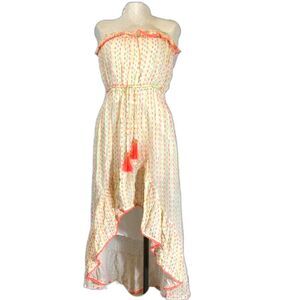 Tessora Anisa Chic Strapless High Low Dress with Neon Accents